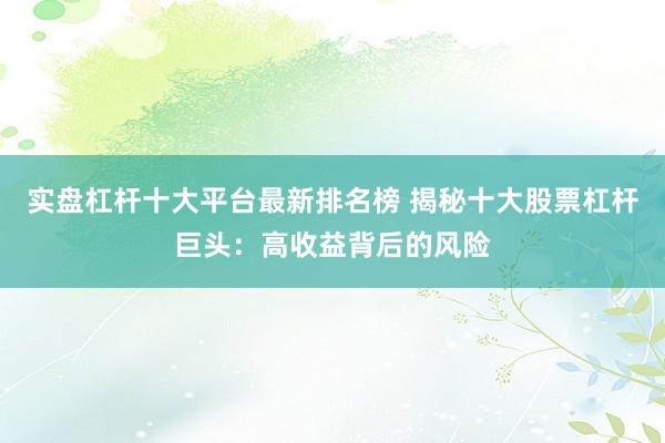 实盘杠杆十大平台最新排名榜 揭秘十大股票杠杆巨头：高收益背后的风险