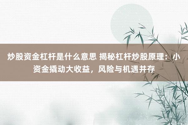 炒股资金杠杆是什么意思 揭秘杠杆炒股原理：小资金撬动大收益，风险与机遇并存